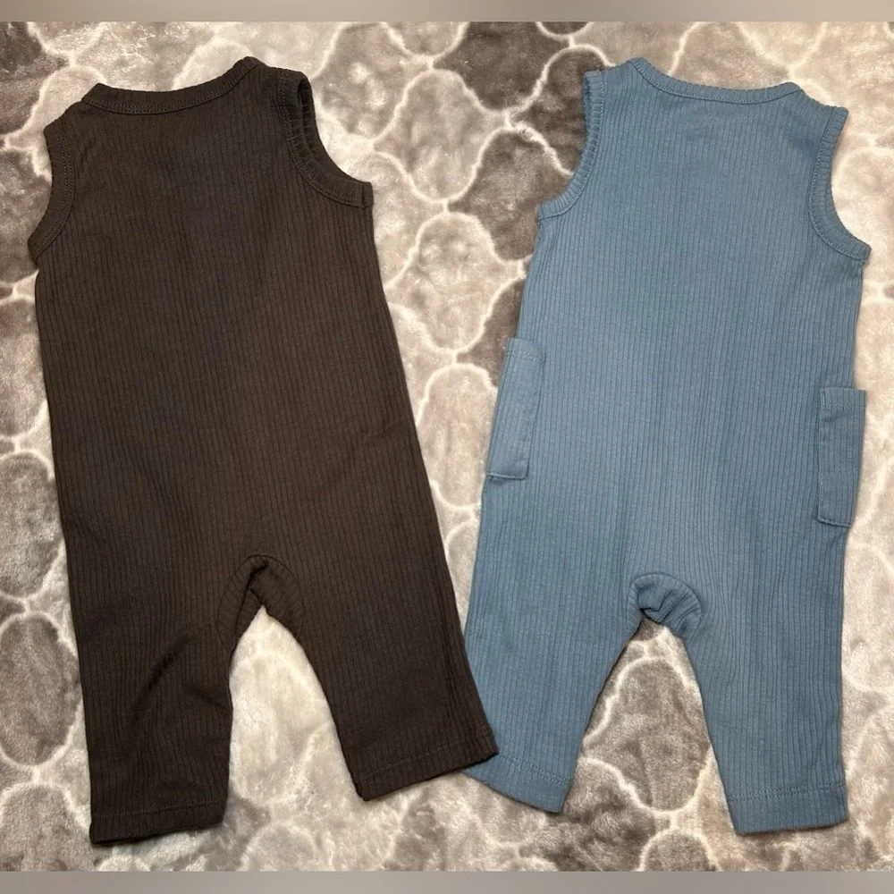 Carter’s 2 Pack Unisex Baby Sleeveless Jumpsuits- Size 0-3M